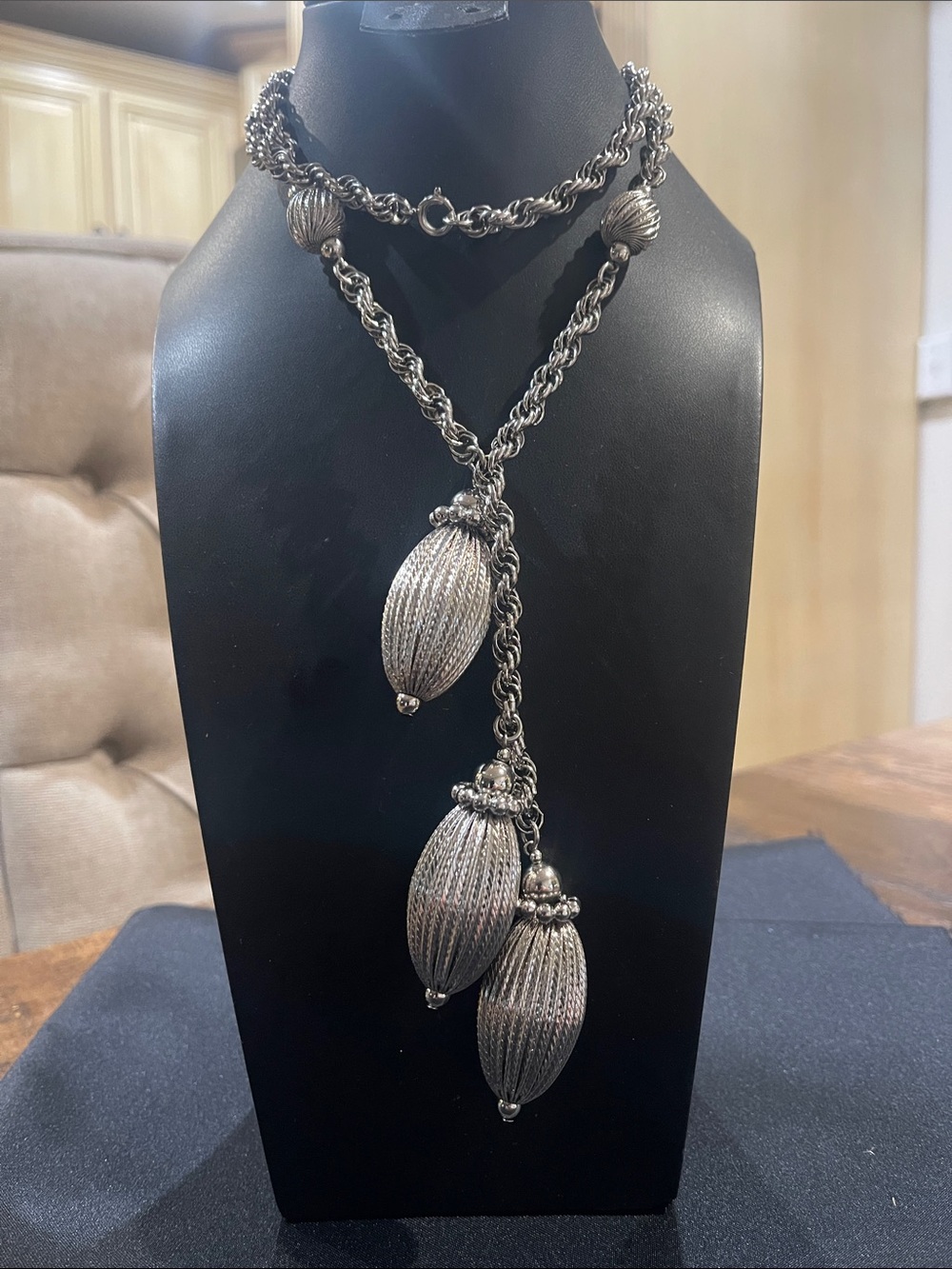 Napier Silver-Tone Lariat Cumquat Necklace and earring set